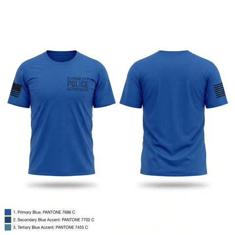 Old School Cotton Feel Shirt, Rainbow City Police Department, Police, Teamtime, Team time, sublimation, custom sports apparel, team uniforms, spirit wear, spiritwear, sports uniforms, custom shirts, team store, custom team store, fundraiser sports, apparel fundraiser