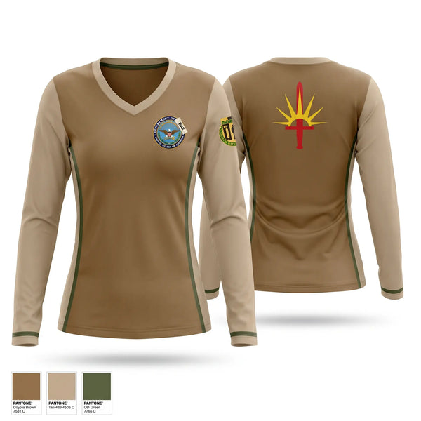 Womens Long Sleeve Vneck Shirt, 102nd MP BN, , Teamtime, Team time, sublimation, custom sports apparel, team uniforms, spirit wear, spiritwear, sports uniforms, custom shirts, team store, custom team store, fundraiser sports, apparel fundraiser