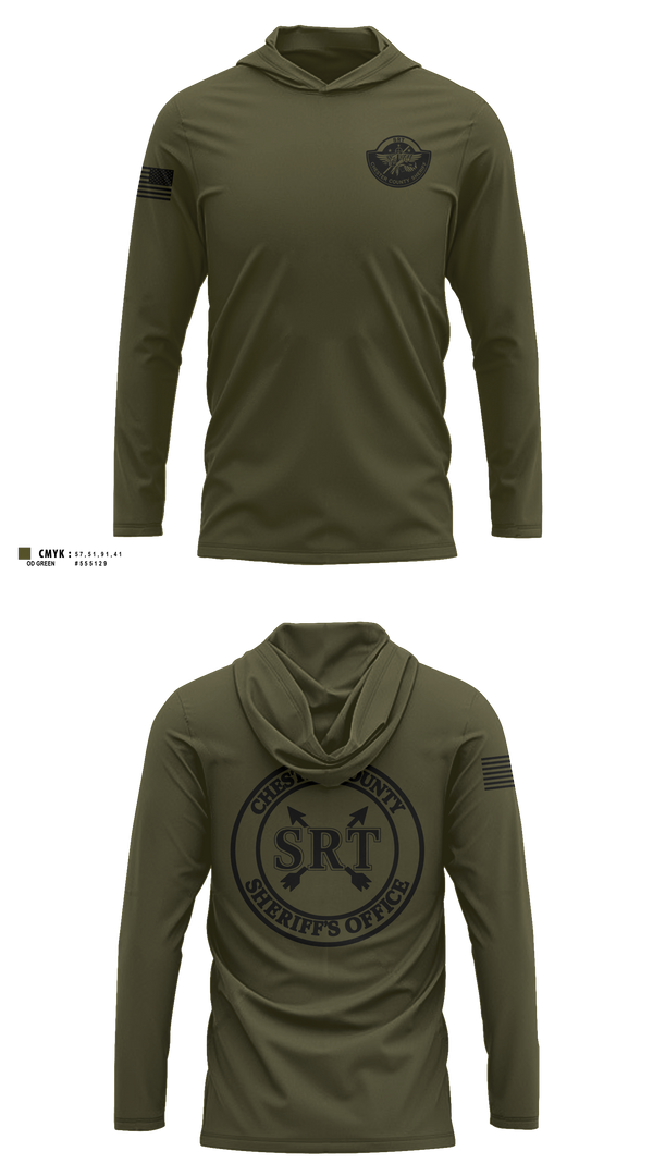 Long Sleeve Performance Shirt with hood, Chester County Sheriff’s Office SRT - SC, Police, Teamtime, Team time, sublimation, custom sports apparel, team uniforms, spirit wear, spiritwear, sports uniforms, custom shirts, team store, custom team store, fundraiser sports, apparel fundraiser