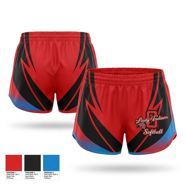 Womens Shorts, Sissonville Lady Indians, Softball, Teamtime, Team time, sublimation, custom sports apparel, team uniforms, spirit wear, spiritwear, sports uniforms, custom shirts, team store, custom team store, fundraiser sports, apparel fundraiser