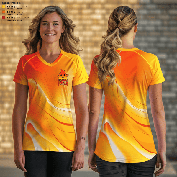 TORCH 1756275 Women's Short Sleeve V-neck Shirt -2