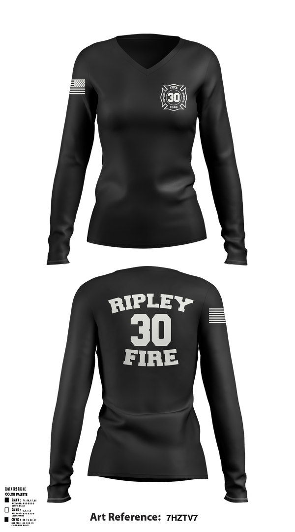 Ripley vol. fire dept 96046558 Women's Long Sleeve V-neck Shirt - 1