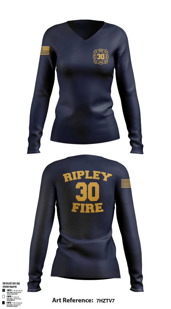 Ripley vol. fire dept 96046558 Women's Long Sleeve V-neck Shirt - 2