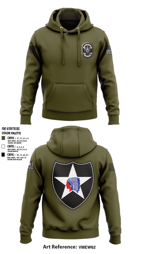 2ND INFANTRY 2ND BRIGADE ALPHA COMPANY 62897068 Hoodie - 1