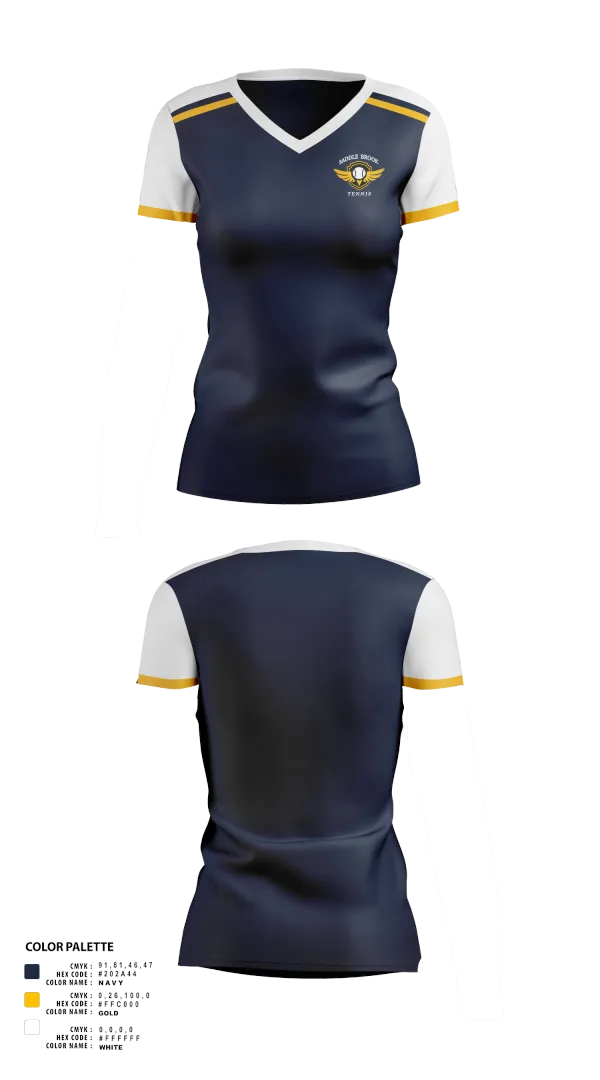 Womens Short Sleeve Vneck Shirt, Saddle Brook Tennis, Tennis, Teamtime, Team time, sublimation, custom sports apparel, team uniforms, spirit wear, spiritwear, sports uniforms, custom shirts, team store, custom team store, fundraiser sports, apparel fundraiser