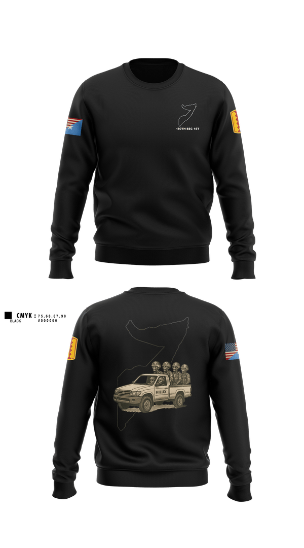 Crew Neck Sweatshirt, 180th ESC 1st, Army, Teamtime, Team time, sublimation, custom sports apparel, team uniforms, spirit wear, spiritwear, sports uniforms, custom shirts, team store, custom team store, fundraiser sports, apparel fundraiser