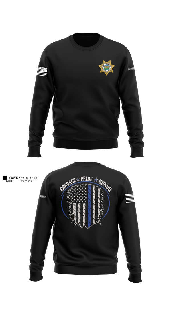 Crew Neck Sweatshirt, Jackson Police Department, Police, Teamtime, Team time, sublimation, custom sports apparel, team uniforms, spirit wear, spiritwear, sports uniforms, custom shirts, team store, custom team store, fundraiser sports, apparel fundraiser