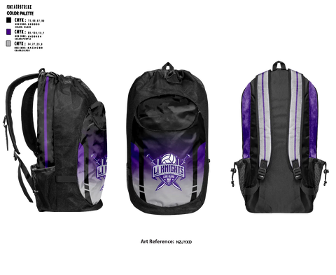 Gear Bag, LI Knights, Women's Volleyball, Teamtime, Team time, sublimation, custom sports apparel, team uniforms, spirit wear, spiritwear, sports uniforms, custom shirts, team store, custom team store, fundraiser sports, apparel fundraiser