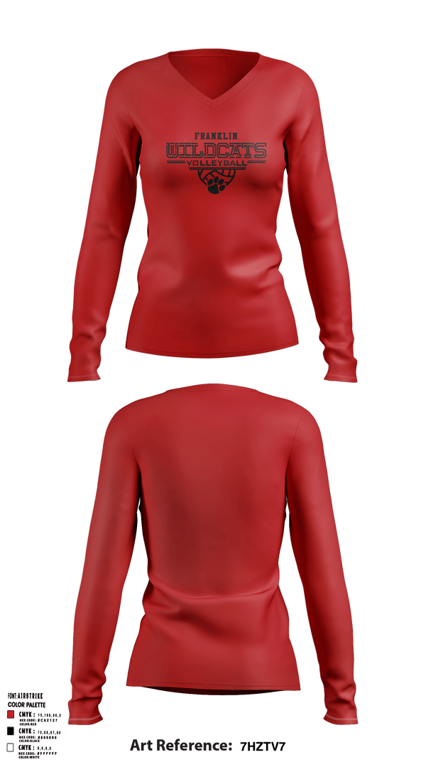 Franklin Senior High School Volleyball 23457023 Women's Long Sleeve V-neck Shirt - 5