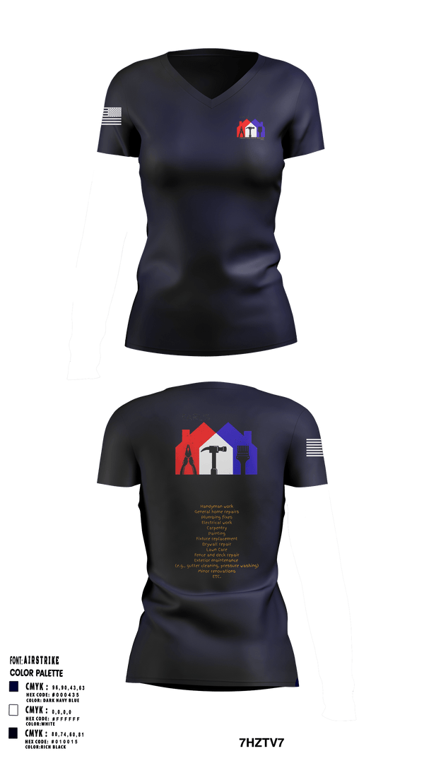 Earl's Handyman Home Repair ETC 89145223 Women's Short Sleeve V-neck Shirt - 1