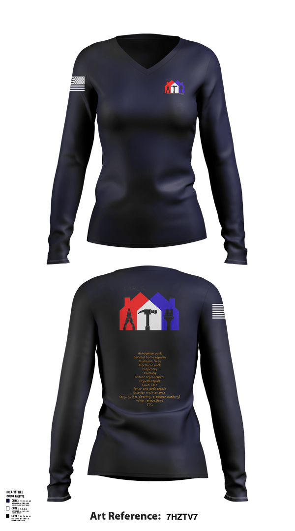 Earl's Handyman Home Repair ETC 89145223 Women's Long Sleeve V-neck Shirt - 1