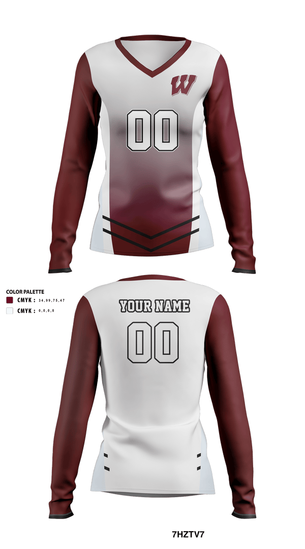 Waskom High School Volleyball 72378771 Women's Long Sleeve V-neck Shirt - 2