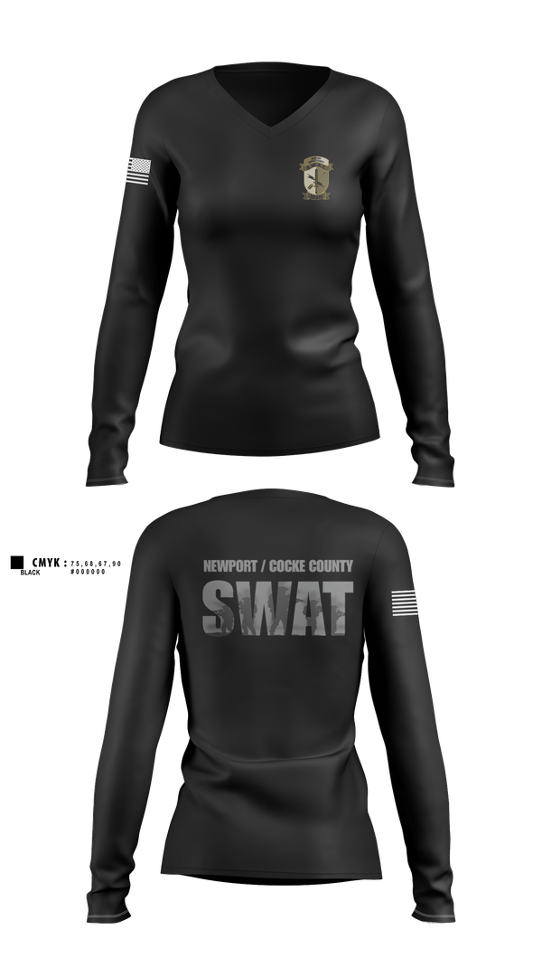 Womens Long Sleeve Vneck Shirt, Parrottsville PD, Police, Teamtime, Team time, sublimation, custom sports apparel, team uniforms, spirit wear, spiritwear, sports uniforms, custom shirts, team store, custom team store, fundraiser sports, apparel fundraiser