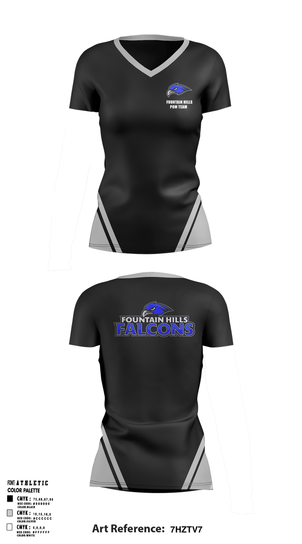 Fountain Hills Pom Team 54391807 Women's Short Sleeve V-neck Shirt - 1