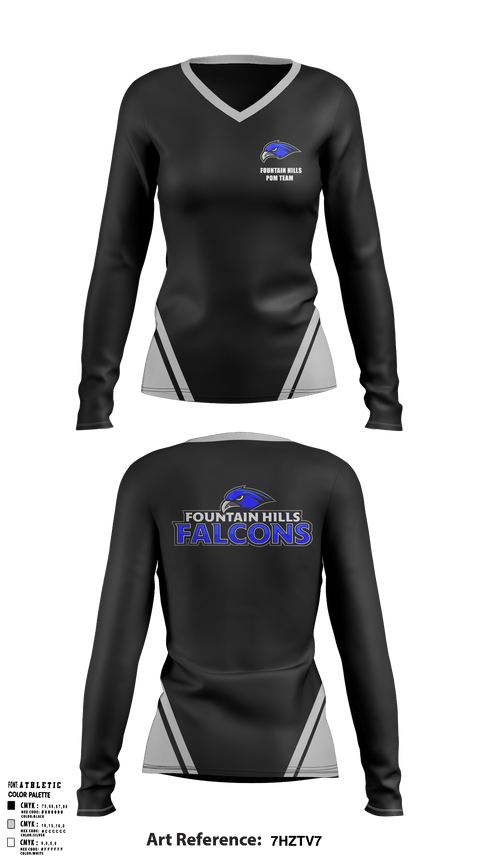 Fountain Hills Pom Team 54391807 Women's Long Sleeve V-neck Shirt - 1