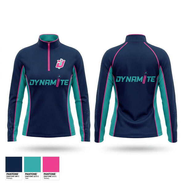 Quarter Zip Jacket, Dynamite, Softball, Teamtime, Team time, sublimation, custom sports apparel, team uniforms, spirit wear, spiritwear, sports uniforms, custom shirts, team store, custom team store, fundraiser sports, apparel fundraiser