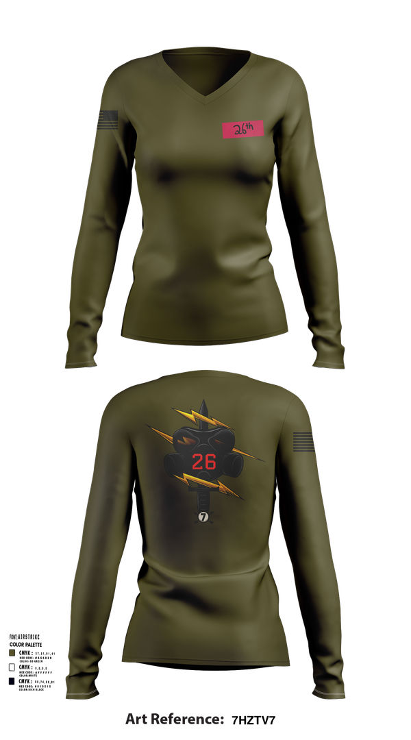 Womens Long Sleeve Vneck Shirt, 26th CM Co, , Teamtime, Team time, sublimation, custom sports apparel, team uniforms, spirit wear, spiritwear, sports uniforms, custom shirts, team store, custom team store, fundraiser sports, apparel fundraiser