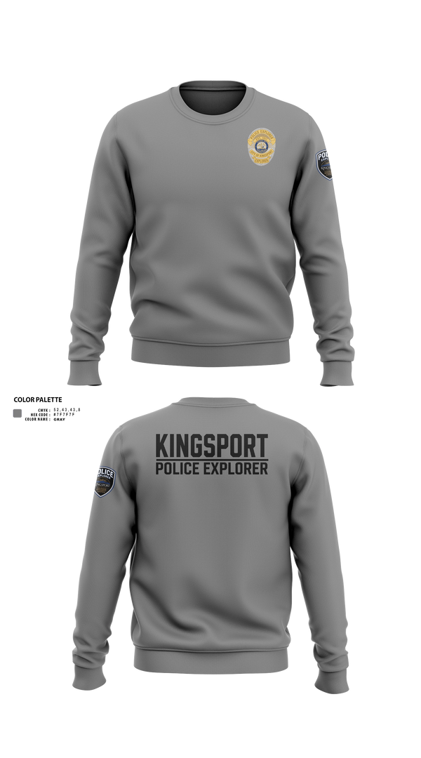 Crew Neck Sweatshirt, Kingsport Police Explorer Post, Police, Teamtime, Team time, sublimation, custom sports apparel, team uniforms, spirit wear, spiritwear, sports uniforms, custom shirts, team store, custom team store, fundraiser sports, apparel fundraiser