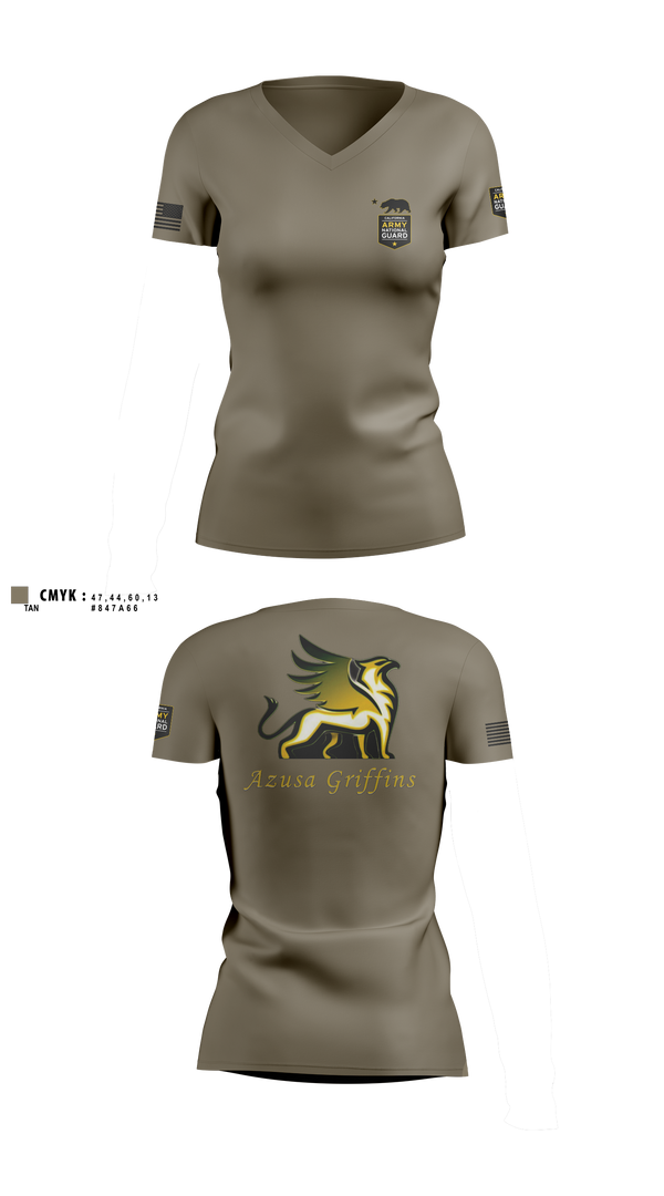 TEAM AZUSA GRIFFINS Women's Short Sleeve V-neck Shirt - 2