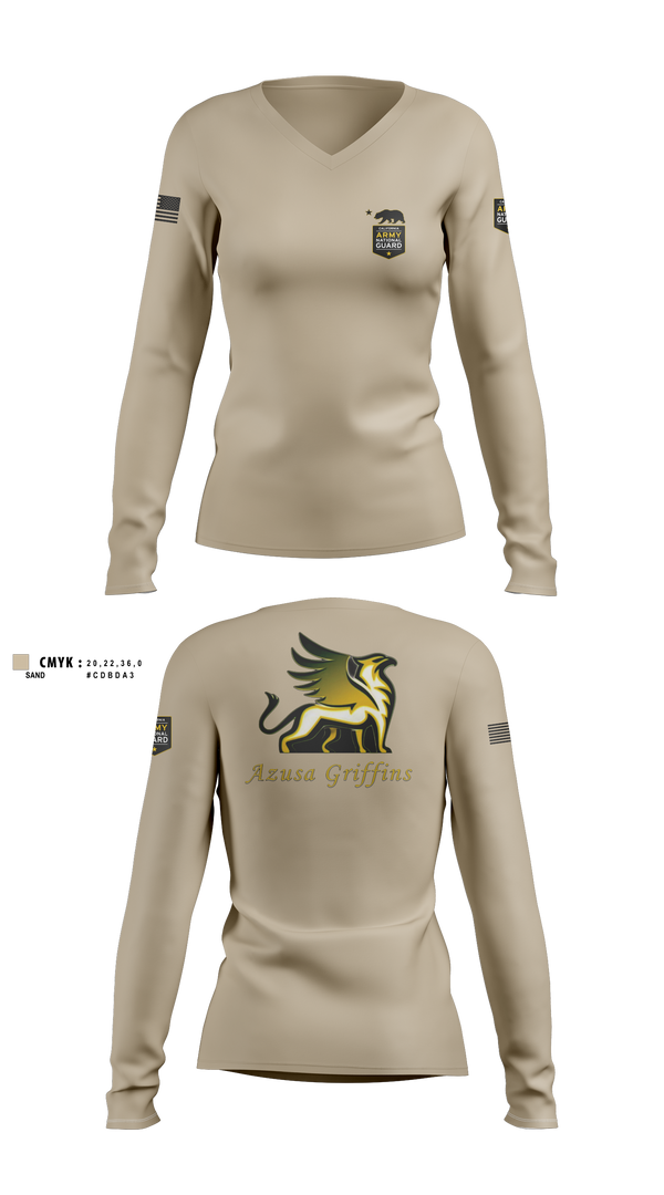 TEAM AZUSA GRIFFINS Women's Long Sleeve V-neck Shirt -1