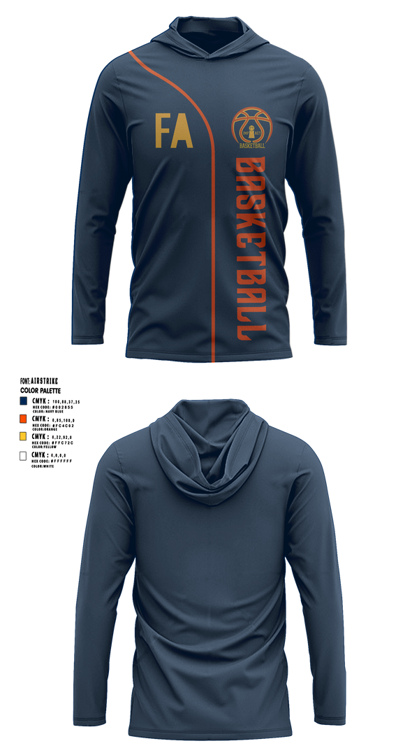 Illinois Impact Basketball 87881800 Long Sleeve Performance Shirt with hood - 1