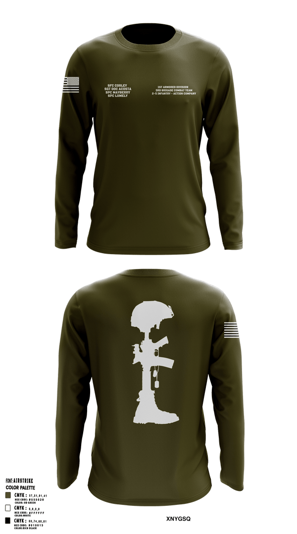 1st Armored Division - 3rd Brigade Combat Team - 2-5 Infantry Action Company 97759468 Long Sleeve Performance Shirt 1