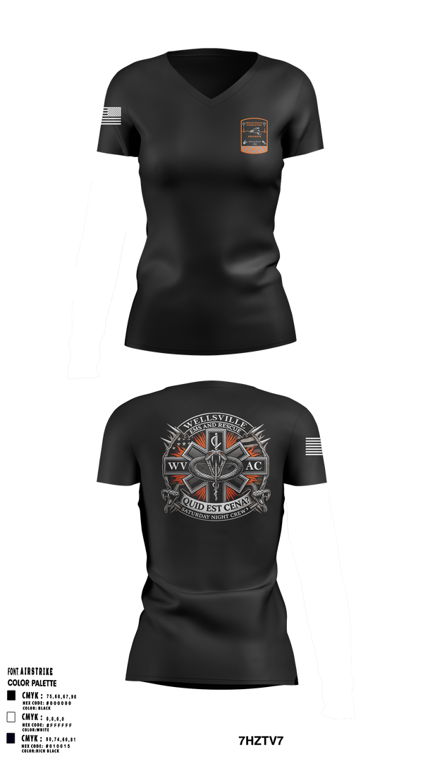 Wellsville Volunteer Ambulance Corps 7001536 Women's Short Sleeve V-neck Shirt - 1