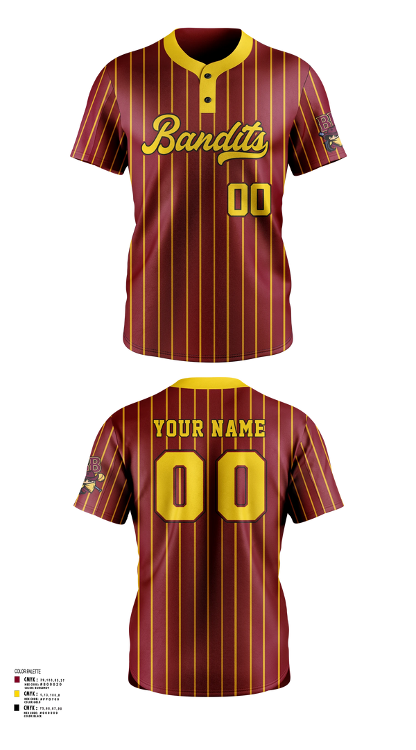 Two Button Softball Jersey, Barren Bandits, Softball, Teamtime, Team time, sublimation, custom sports apparel, team uniforms, spirit wear, spiritwear, sports uniforms, custom shirts, team store, custom team store, fundraiser sports, apparel fundraiser