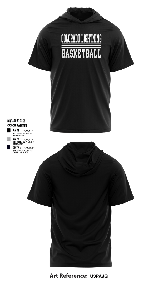 Colorado Lightning Basketball Club 24894382 Short Sleeve Performance Shirt with hood -7