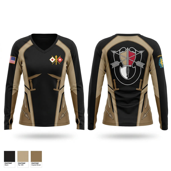 Womens Long Sleeve Vneck Shirt, S6 HHC 3rd Group, Army, Teamtime, Team time, sublimation, custom sports apparel, team uniforms, spirit wear, spiritwear, sports uniforms, custom shirts, team store, custom team store, fundraiser sports, apparel fundraiser