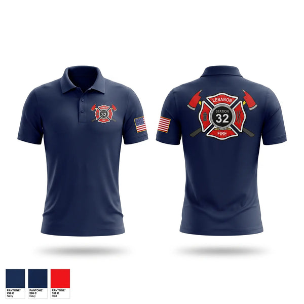 Short Sleeve Performance Polo, Lebanon Fire, Fire Department, Teamtime, Team time, sublimation, custom sports apparel, team uniforms, spirit wear, spiritwear, sports uniforms, custom shirts, team store, custom team store, fundraiser sports, apparel fundraiser