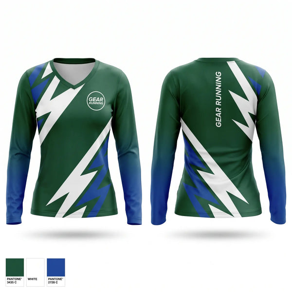 Womens Long Sleeve Vneck Shirt, GEAR, Cross Country, Teamtime, Team time, sublimation, custom sports apparel, team uniforms, spirit wear, spiritwear, sports uniforms, custom shirts, team store, custom team store, fundraiser sports, apparel fundraiser