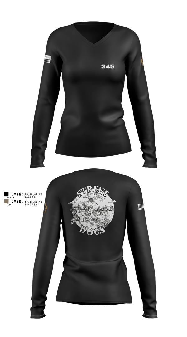 345 MCGA 93910269 Women's Long Sleeve V-neck Shirt - 1