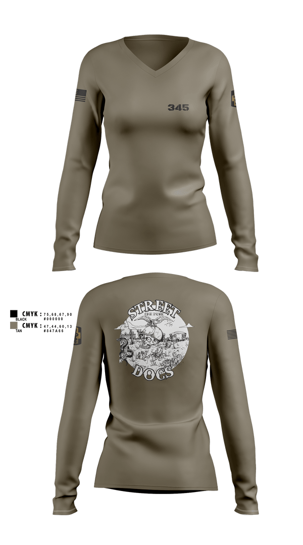 345 MCGA 93910269 Women's Long Sleeve V-neck Shirt - 2