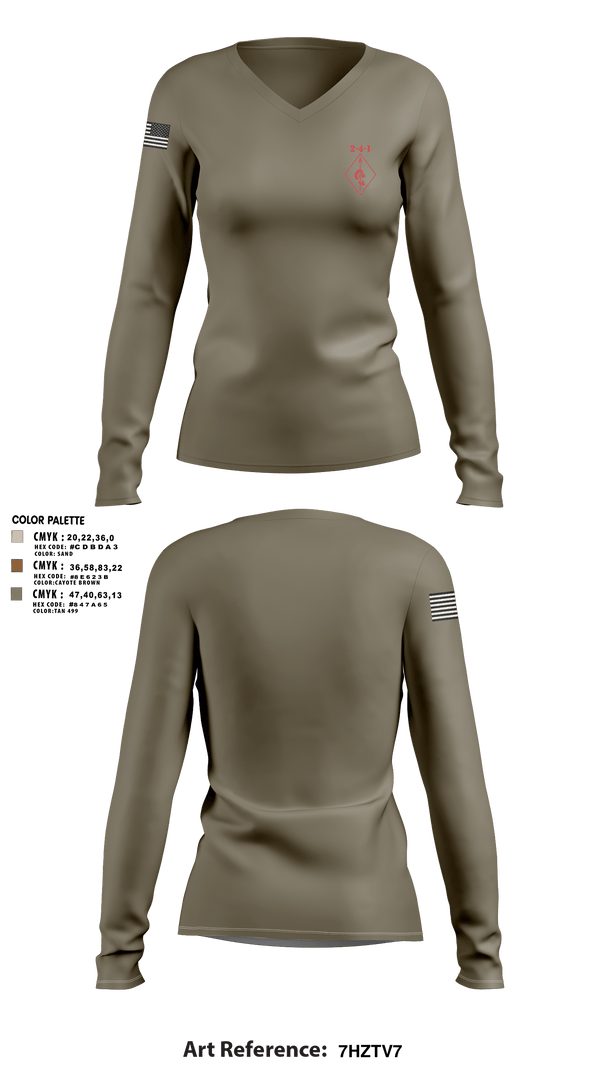 2-4-1 22384895 Women's Long Sleeve V-neck Shirt - 6