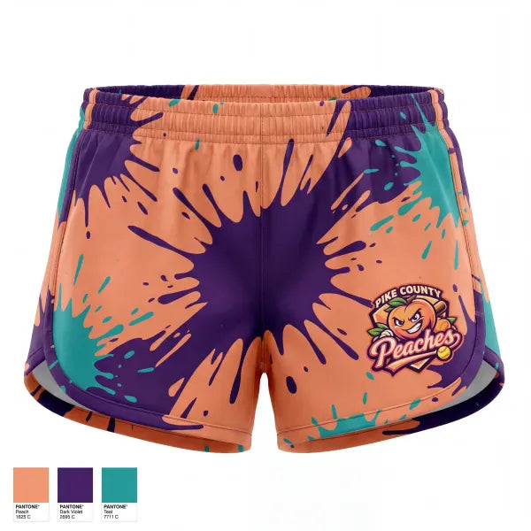 Womens Shorts, Pike County Peaches, Softball, Teamtime, Team time, sublimation, custom sports apparel, team uniforms, spirit wear, spiritwear, sports uniforms, custom shirts, team store, custom team store, fundraiser sports, apparel fundraiser