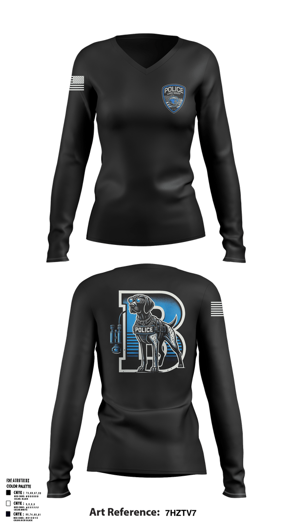 Lake Mary Bravo Squad 92400504 Women's Long Sleeve V-neck Shirt - 1
