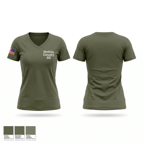 Womens Short Sleeve Vneck Shirt, Mobile County SO, Police, Teamtime, Team time, sublimation, custom sports apparel, team uniforms, spirit wear, spiritwear, sports uniforms, custom shirts, team store, custom team store, fundraiser sports, apparel fundraiser