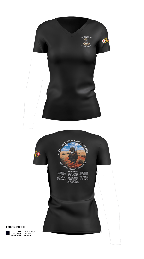 338th Signal Company 46558189 Women's Short Sleeve V-neck Shirt -4