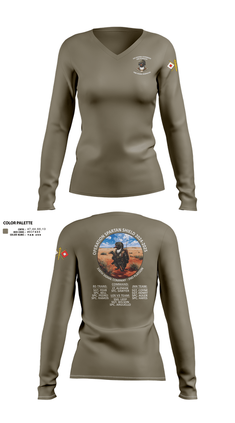 338th Signal Company 46558189 Women's Long Sleeve V-neck Shirt - 6