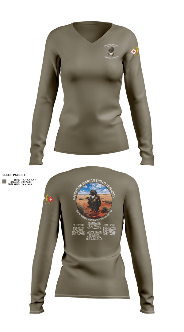 338th Signal Company 46558189 Women's Long Sleeve V-neck Shirt - 6
