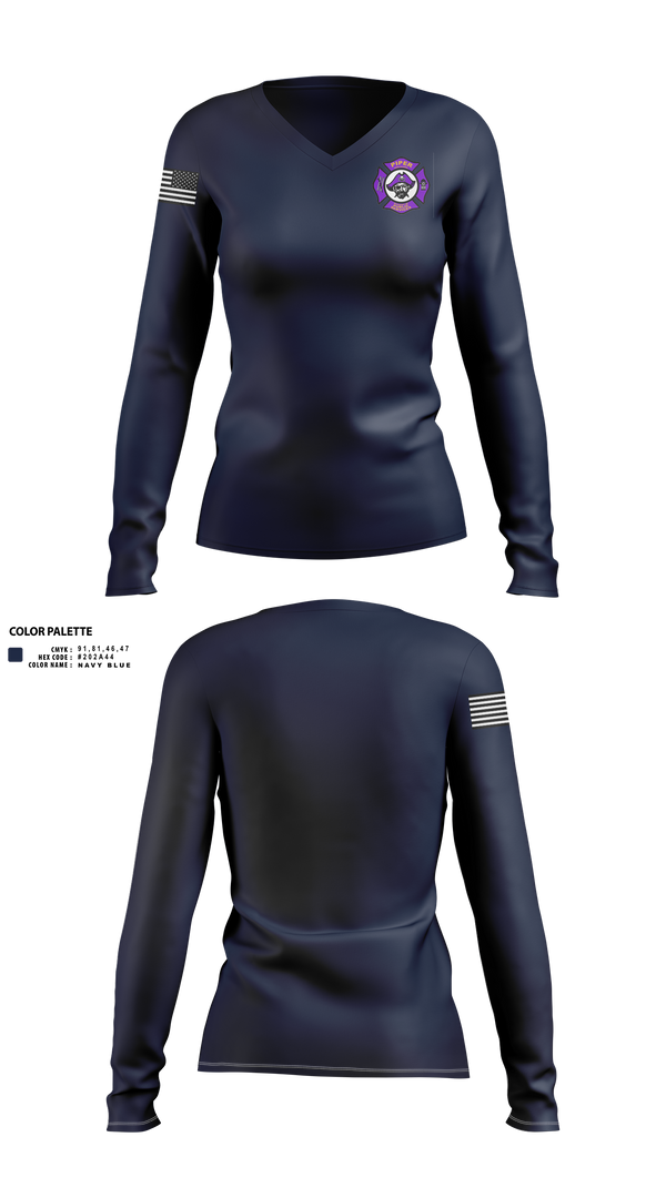 Piper High School Public Services Academy 74445509 Women's Long Sleeve V-neck Shirt - 4