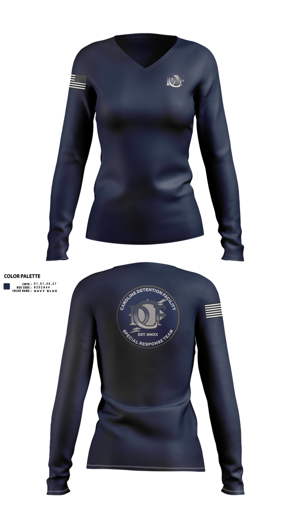 Caroline Detention Facility 57088253 Women's Long Sleeve V-neck Shirt - 10
