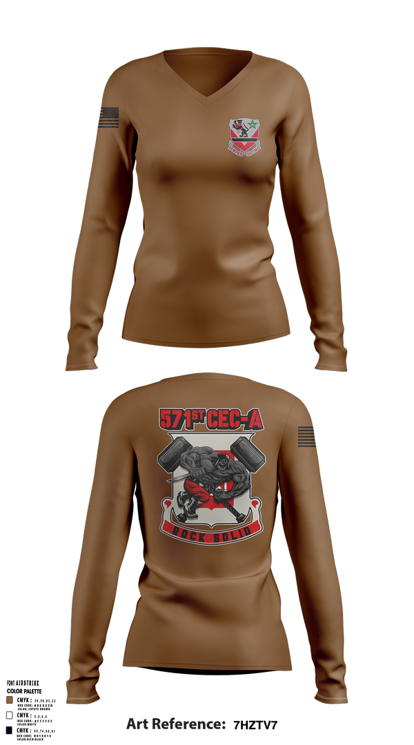 16th BEB 571st Company 8962391 Women's Long Sleeve V-neck Shirt - 1