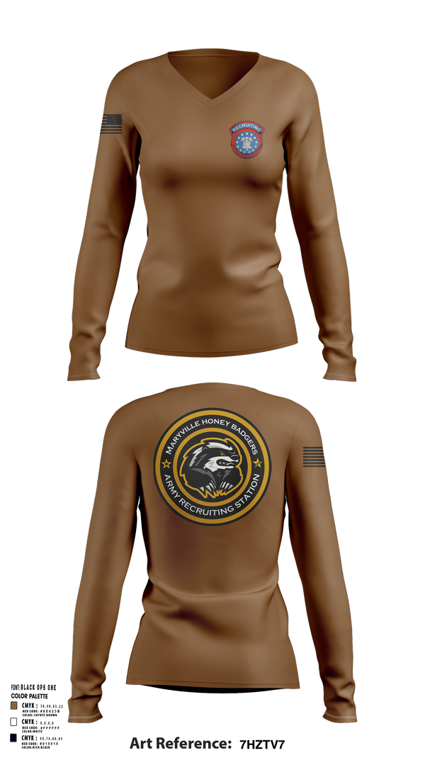 USAREC 47194249 Women's Long Sleeve V-neck Shirt - 2