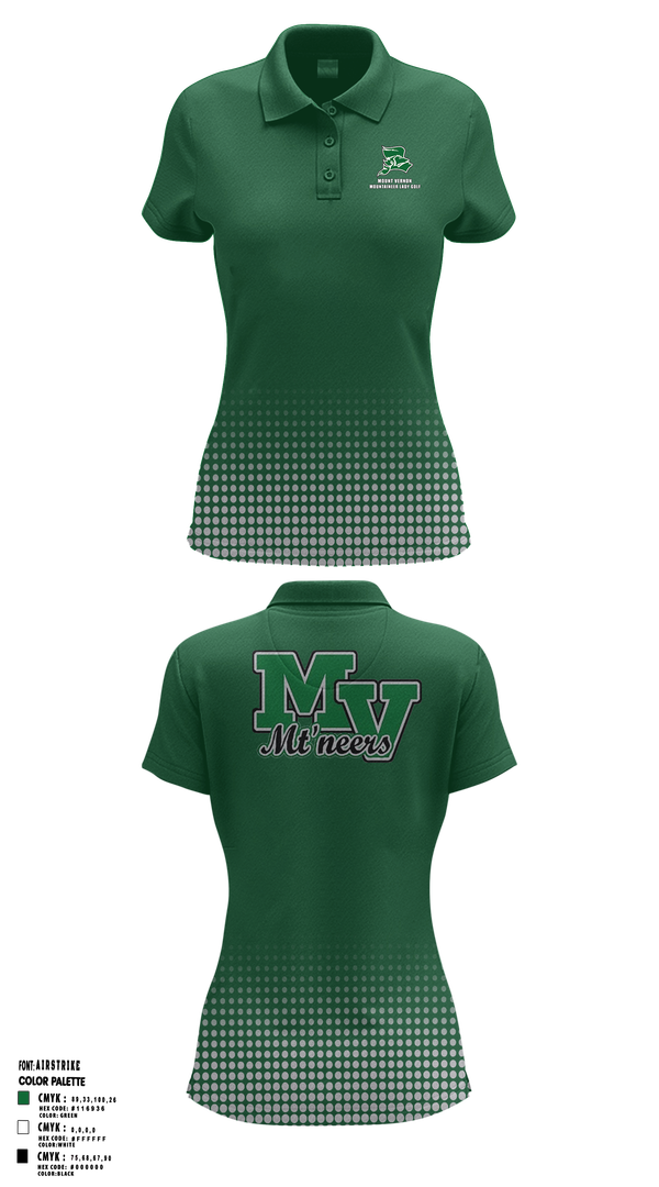 Womens Short Sleeve Performance Polo, Mount Vernon Lady Golf, Golf, Teamtime, Team time, sublimation, custom sports apparel, team uniforms, spirit wear, spiritwear, sports uniforms, custom shirts, team store, custom team store, fundraiser sports, apparel fundraiser