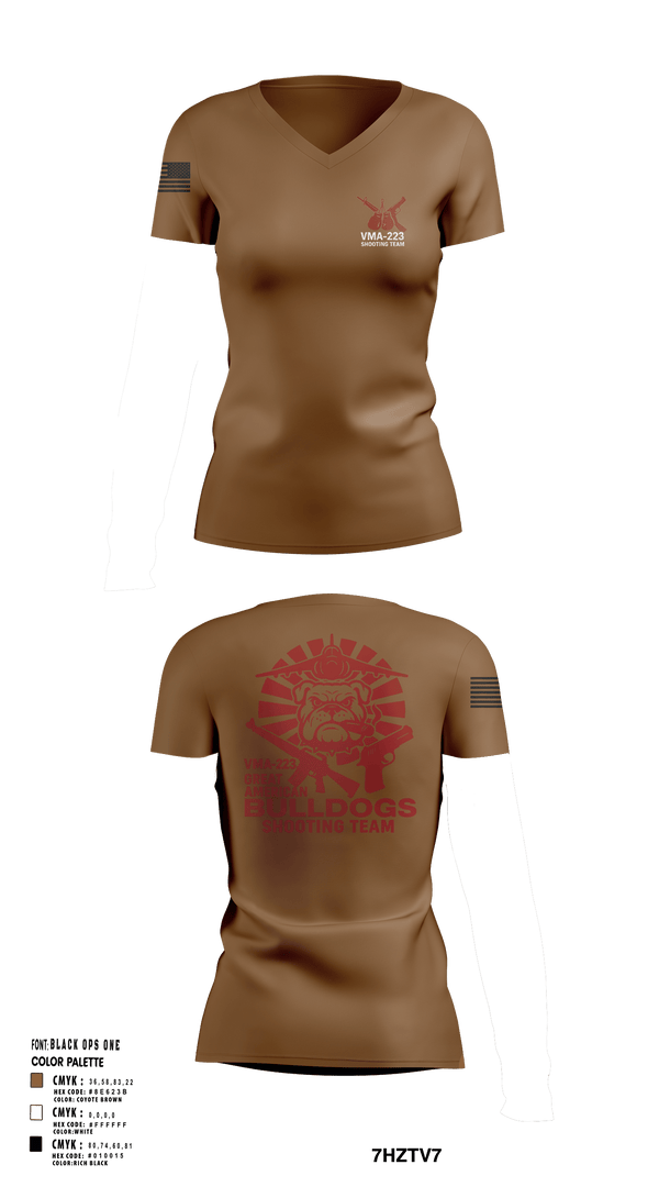 VMA-223 90216803 Women's Short Sleeve V-neck Shirt - 101