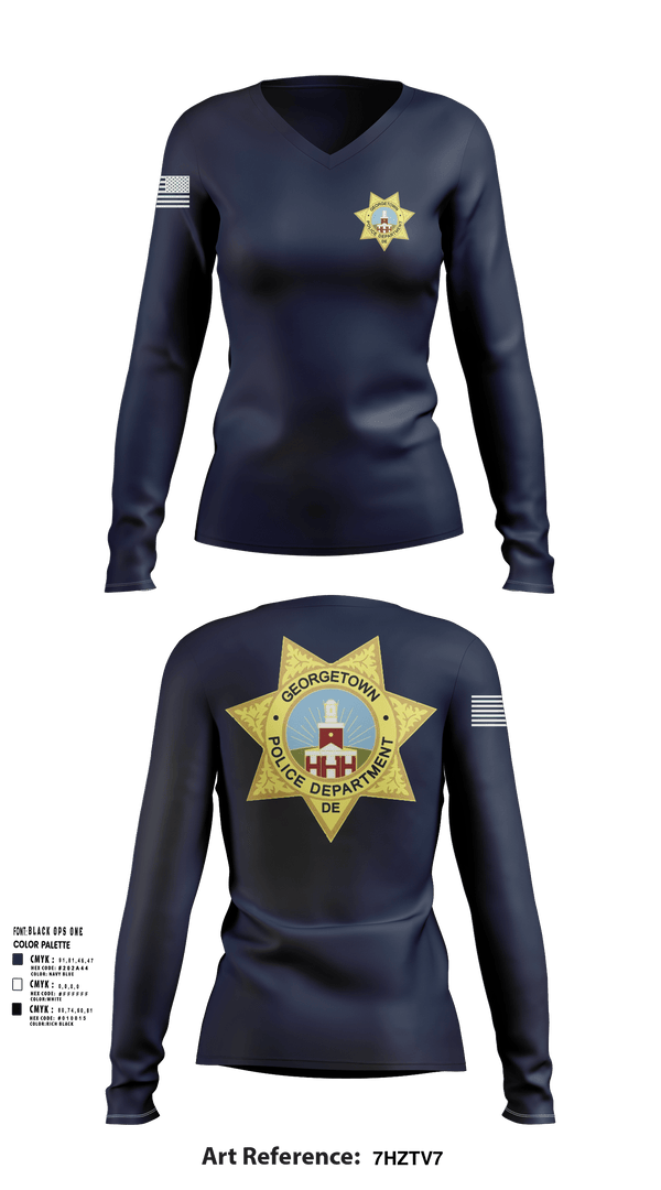 Georgetown Police 71499253 Women's Long Sleeve V-neck Shirt - 101