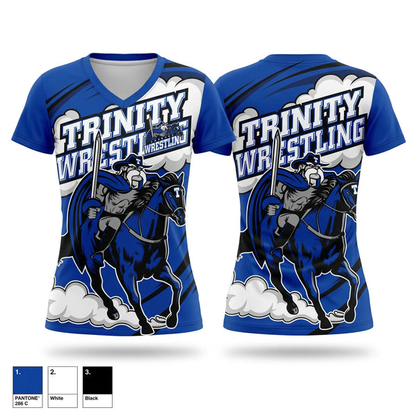 Womens Short Sleeve Vneck Shirt, Trinity High School Wrestling, Wrestling, Teamtime, Team time, sublimation, custom sports apparel, team uniforms, spirit wear, spiritwear, sports uniforms, custom shirts, team store, custom team store, fundraiser sports, apparel fundraiser
