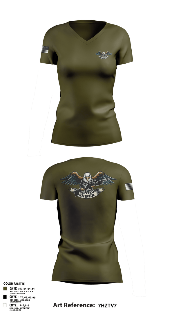 RGV Snipers 18091640 Women's Short Sleeve V-neck Shirt - 1
